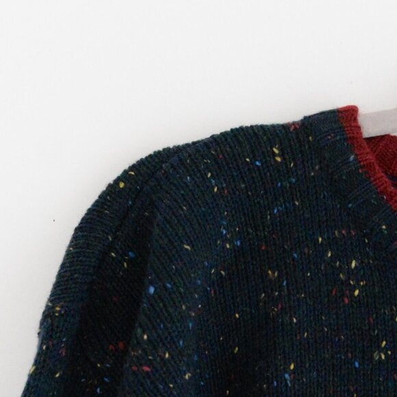 Vintage Oscar De La Renta Blue Maroon Designer 5% Wool Knit Crew Neck Sweater - Picture 11 of 11